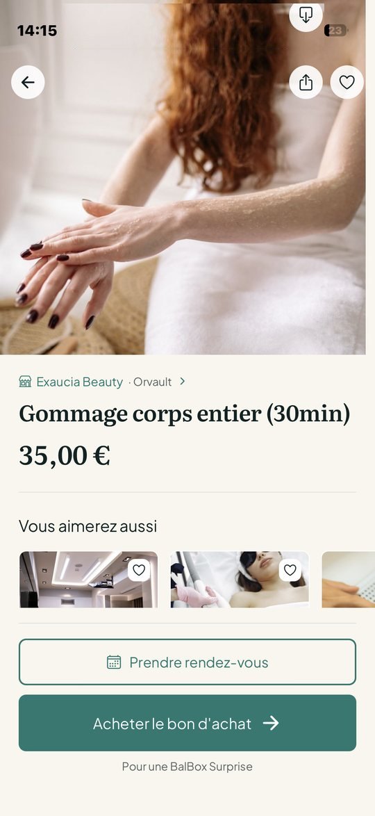 Fiche d'une prestation avec Acheter le bon d'achat