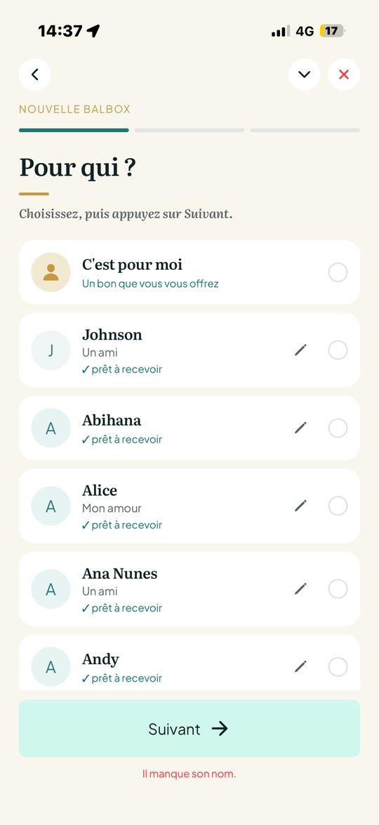 Choisir le destinataire