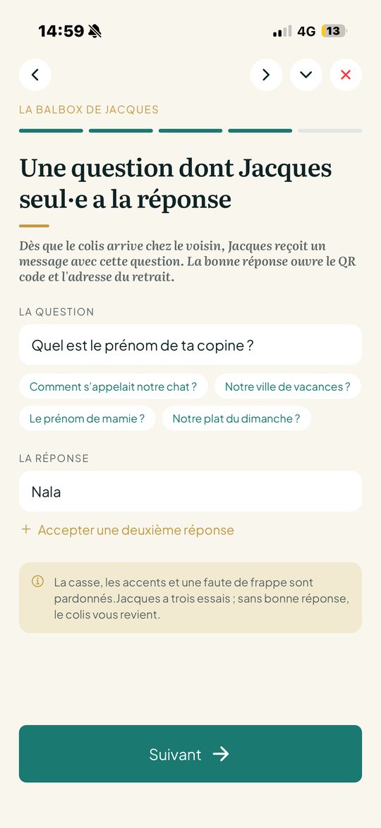 Choisir la question secrète